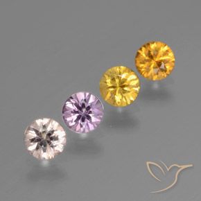 Gemme di Zaffiro Multicolore naturale da 1.33 ct, Rotondo, VS