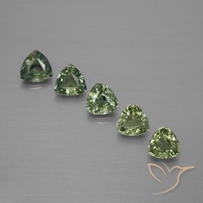 Gemme di Zaffiro Verde foresta chiaro naturale da 1.67 ct, Taglio trillion, VS