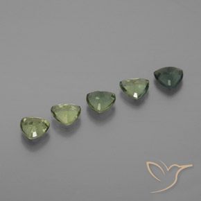 Gemme di Zaffiro Verde foresta chiaro naturale da 1.67 ct, Taglio trillion, VS
