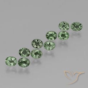 Gemme di Zaffiro Verde medio-scuro naturale da 6.27 ct, Ovale, VVS-VS