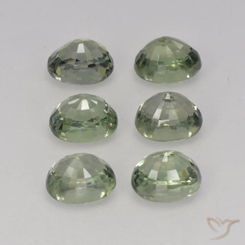 Gemme di Zaffiro Medium Light Green naturale da 4.06 ct, Ovale, VVS-VS
