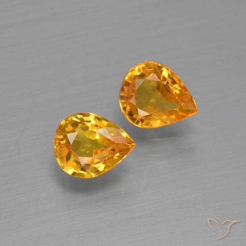 1.30ctw Naturale Arancio intenso-OroG Zaffiro, Forma a pera, VS