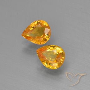 Gemme di Zaffiro Arancio intenso-OroG naturale da 1.30 ct, Forma a pera, VS