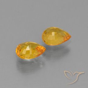 Gemme di Zaffiro Arancio intenso-OroG naturale da 1.30 ct, Forma a pera, VS