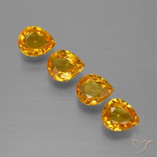 Gemme di Zaffiro Arancio Scuro-Oro naturale da 2.56 ct, Forma a pera, VVS-VS