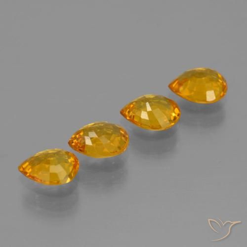 Gemme di Zaffiro Arancio Scuro-Oro naturale da 2.56 ct, Forma a pera, VVS-VS