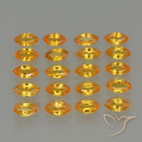 Gemme di Zaffiro Arancio intenso-OroG naturale da 4.40 ct, Taglio marquise, VVS-VS