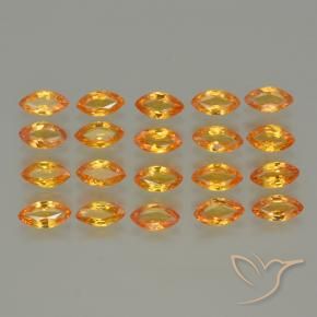 Gemme di Zaffiro Arancio intenso-OroG naturale da 3.49 ct, Taglio marquise, VVS-VS