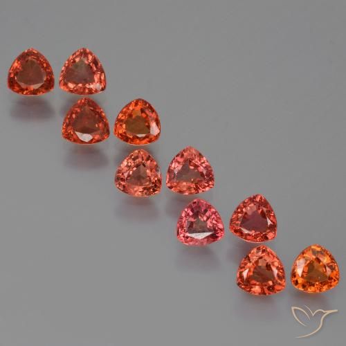 Gemme di Zaffiro Rosso medio naturale da 3.49 ct, Taglio trillion, VS