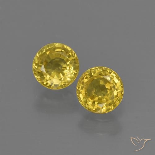 0.93ctw Naturale Giallo medio Zaffiro, Rotondo, VS