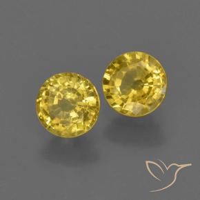 Gemme di Zaffiro Giallo miele naturale da 0.90 ct, Rotondo, VS