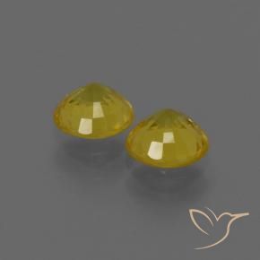 Gemme di Zaffiro Giallo miele naturale da 0.90 ct, Rotondo, VS