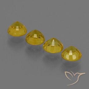 Gemme di Zaffiro Giallo intenso naturale da 2.19 ct, Rotondo, VVS-VS