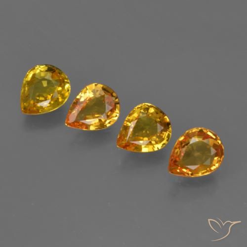 Gemme di Zaffiro Arancio dorato naturale da 2.26 ct, Forma a pera, VS