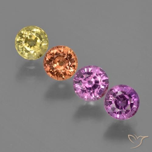 Gemme di Zaffiro Multicolore naturale da 2.37 ct, Rotondo, VS