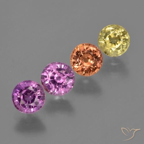 Gemme di Zaffiro Multicolore naturale da 2.37 ct, Rotondo, VS