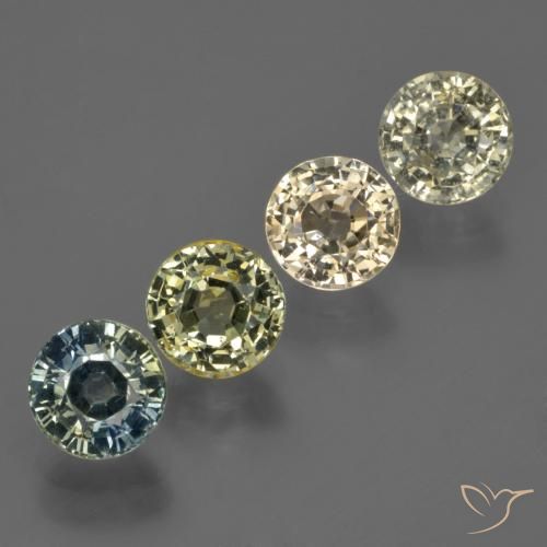 Gemme di Zaffiro Multicolore naturale da 3.96 ct, Rotondo, VS