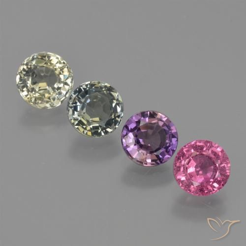 Gemme di Zaffiro Multicolore naturale da 3.13 ct, Rotondo, VS