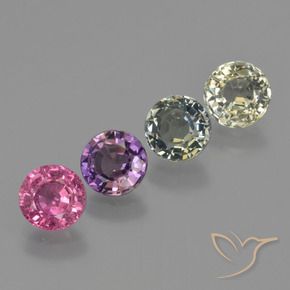 Gemme di Zaffiro Multicolore naturale da 3.13 ct, Rotondo, VS