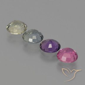 Gemme di Zaffiro Multicolore naturale da 3.13 ct, Rotondo, VS