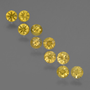 Gemme di Zaffiro Giallo intenso naturale da 2.50 ct, Taglio rotondo, VS