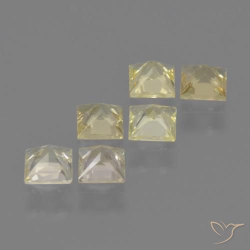 Gemme di Zaffiro Giallo chiaro naturale da 1.60 ct, Quadrato, VS