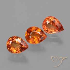 Gemme di Zaffiro Arancione rossastra naturale da 2.06 ct, Forma a pera, VS