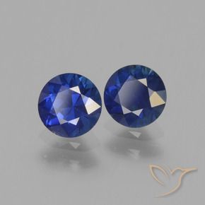Gemme di Zaffiro Blu reale naturale da 1.25 ct, Rotondo, VS