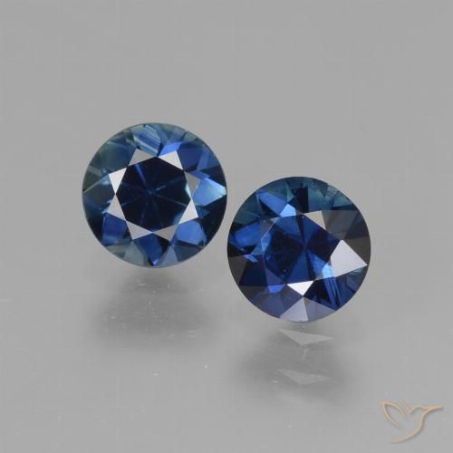 Gemme di Zaffiro Blu notte naturale da 1.30 ct, Taglio rotondo, VVS