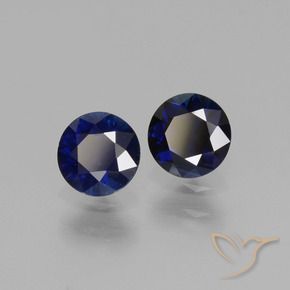 Gemme di Zaffiro Blu navy naturale da 0.96 ct, Rotondo, VS