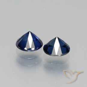 Gemme di Zaffiro Blu scuro naturale da 1.29 ct, Rotondo, VS
