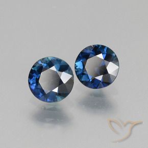 Gemme di Zaffiro Blu nerastro naturale da 1.14 ct, Rotondo, VS