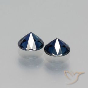 Gemme di Zaffiro Blu nerastro naturale da 1.14 ct, Rotondo, VS