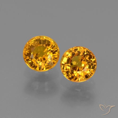 1.36ctw Naturale Arancio intenso-OroG Zaffiro, Rotondo, VS