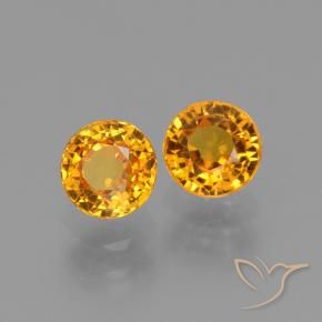 Gemme di Zaffiro Arancio Scuro-Oro naturale da 1.38 ct, Rotondo, VS