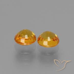 Gemme di Zaffiro Arancio Scuro-Oro naturale da 1.38 ct, Rotondo, VS
