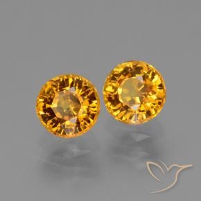Gemme di Zaffiro Arancione-Oro medio naturale da 1.56 ct, Rotondo, VS