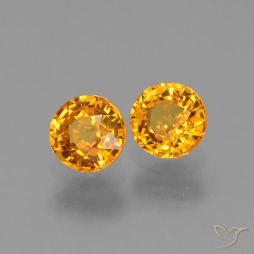 Gemme di Zaffiro Arancio-Oro naturale da 1.27 ct, Rotondo, VS