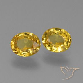 Gemme di Zaffiro Giallo intenso naturale da 1.34 ct, Ovale, VVS-VS