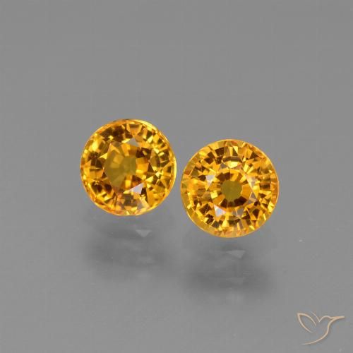 1.38ctw Naturale Arancio intenso-OroG Zaffiro, Rotondo, VS