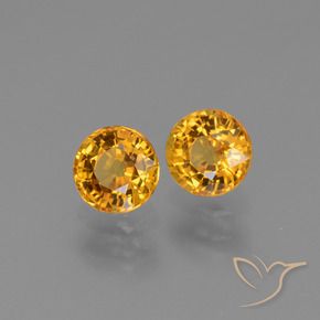 Gemme di Zaffiro Arancio intenso-OroG naturale da 1.38 ct, Rotondo, VS