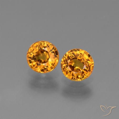 1.27ctw Naturale Arancio intenso-OroG Zaffiro, Rotondo, VS