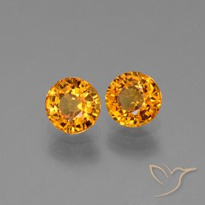 Gemme di Zaffiro Arancio intenso-OroG naturale da 1.27 ct, Rotondo, VS