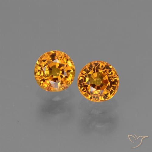 1.32ctw Naturale Arancio Scuro-Oro Zaffiro, Rotondo, VVS-VS