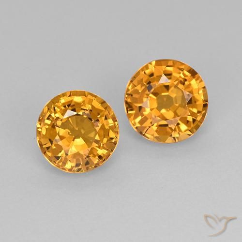 1.09ctw Naturale Arancio Scuro-Oro Zaffiro, Rotondo, VS