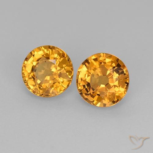 Gemme di Zaffiro Arancio Scuro-Oro naturale da 1.09 ct, Rotondo, VS