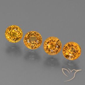 Gemme di Zaffiro Arancio intenso-OroG naturale da 2.92 ct, Rotondo, VVS-VS