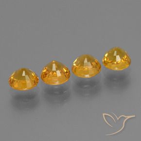Gemme di Zaffiro Arancio intenso-OroG naturale da 2.92 ct, Rotondo, VVS-VS