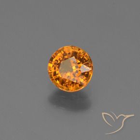 Zaffiro Arancio medio-scuro naturale da 0.67 ct, Rotondo, VS-SI