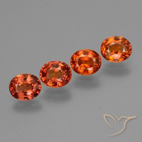 Gemme di Zaffiro Arancione scuro naturale da 3.56 ct, Ovale, VS